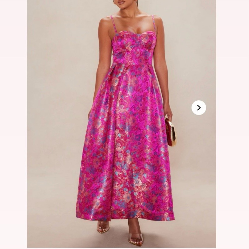 Fashion Nova Satin Floral Dress - Size XS